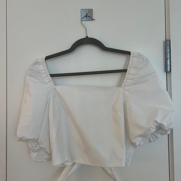 NWOT Aritzia Little Moon Lucia poplin blouse in white, SZ MEDIUM - Picture 9 of 11